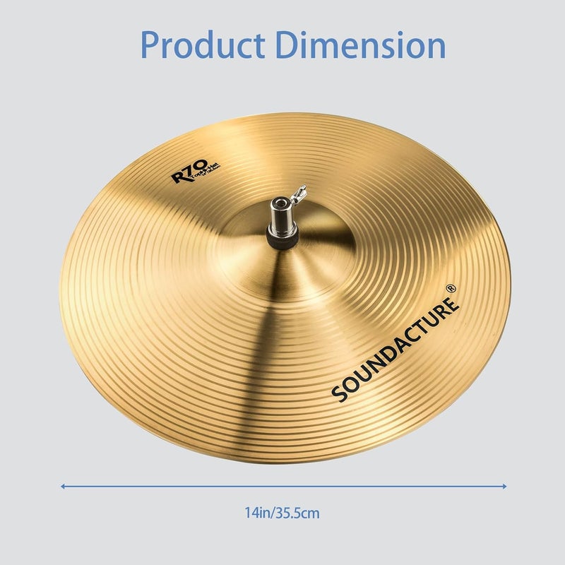 SOUNDACTURE 14" Hi Hat Cymbals Pair(14"Hi-Hats) – Drum Cymbals for Drum Set – Bright Sound, Crisp, Smooth, and Durable Hi-Hat Cymbals for Drummers - Image 3